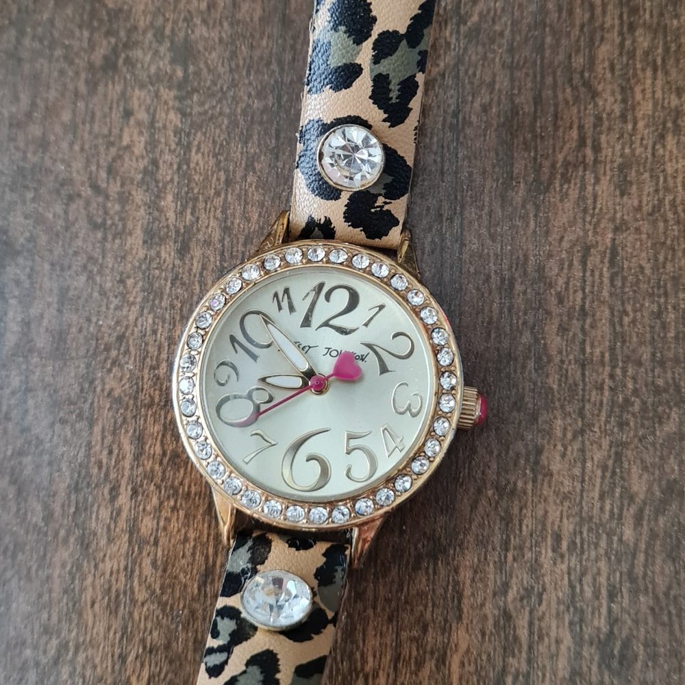 Betsey Johnson Ladies Watch Leopard Print Strap